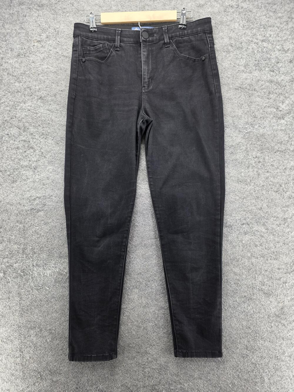 Democracy Jeans Womens 10 Charcoal Ab Solution Mid Rise Skinny Stretch Denim